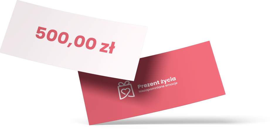 Certyfikat podarunkowy na 500 złotych z logo Prezent Życia
